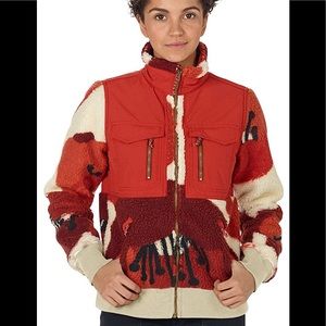 Burton Red and Cream Fleece Size Small WB BOLDEN FLC FZ CANVAS POPPYFIELD